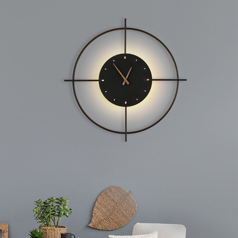 Arisha Moderna Design LED Applique Metallo Acrilico Orologio Oro/Nero Soggiorno/Camera da Letto
