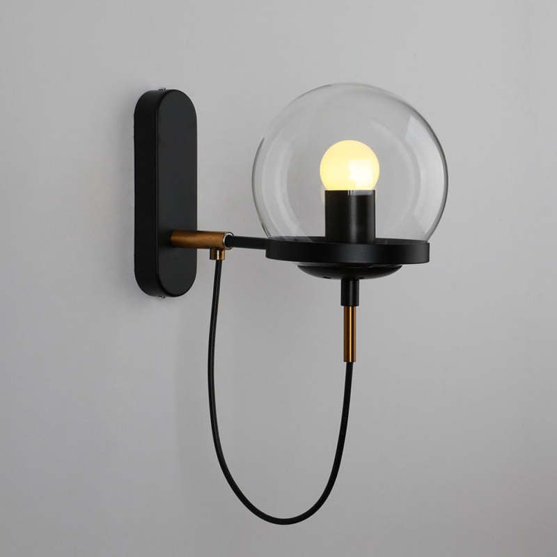 Silva Moderno LED Sfera Applique Metallo Vetro Nero/Bronzo Soggiorno/Camera da Letto