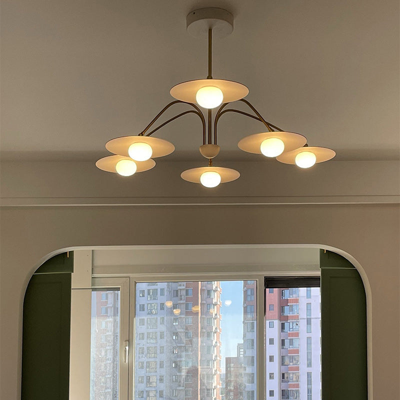 Arisha Design Mughetto LED Lampada a Sospensione Metallo Bianco/Oro Soggiorno/Camera da Letto