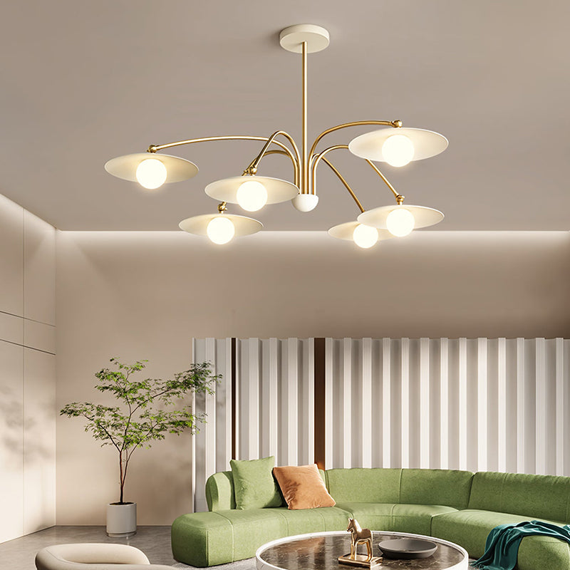 Arisha Design Mughetto LED Lampada a Sospensione Metallo Bianco/Oro Soggiorno/Camera da Letto