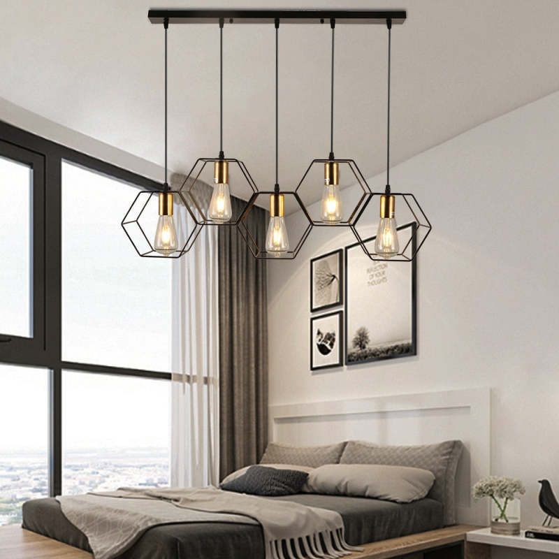 Bouvet Rustico Agriturismo LED Lampada a Sospensione Metallo Nero Soggiorno/Camera da Letto