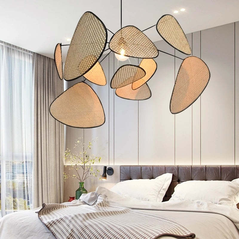Ritta LED Lampada a Sospensione Rattan Griglia a Rame/Metallo