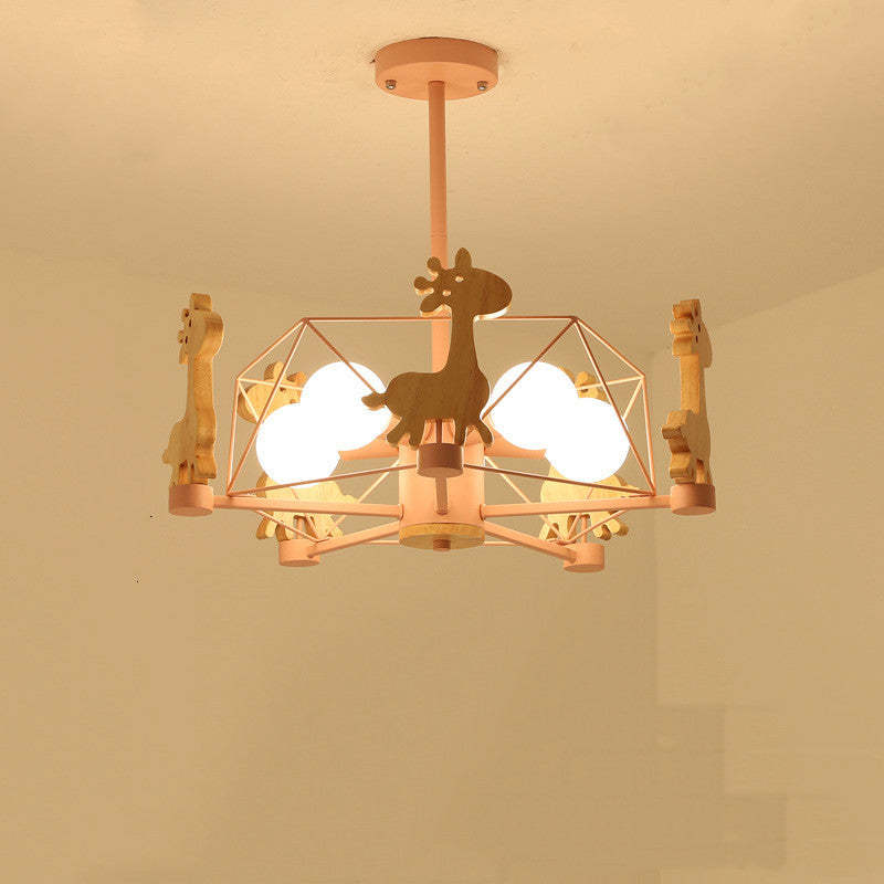 Minori Moderno LED Design Creativo Giraffe Plafoniera Legno Metallo Camera da Bambini/Camera da Letto