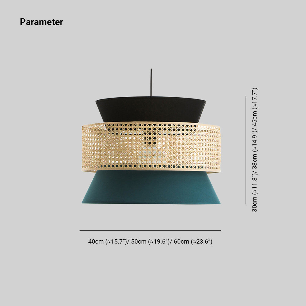 Ritta Moderni Design LED Lampada a Sospensione Verde Scuro Metallo Rattan Soggiorno/Camera da Letto