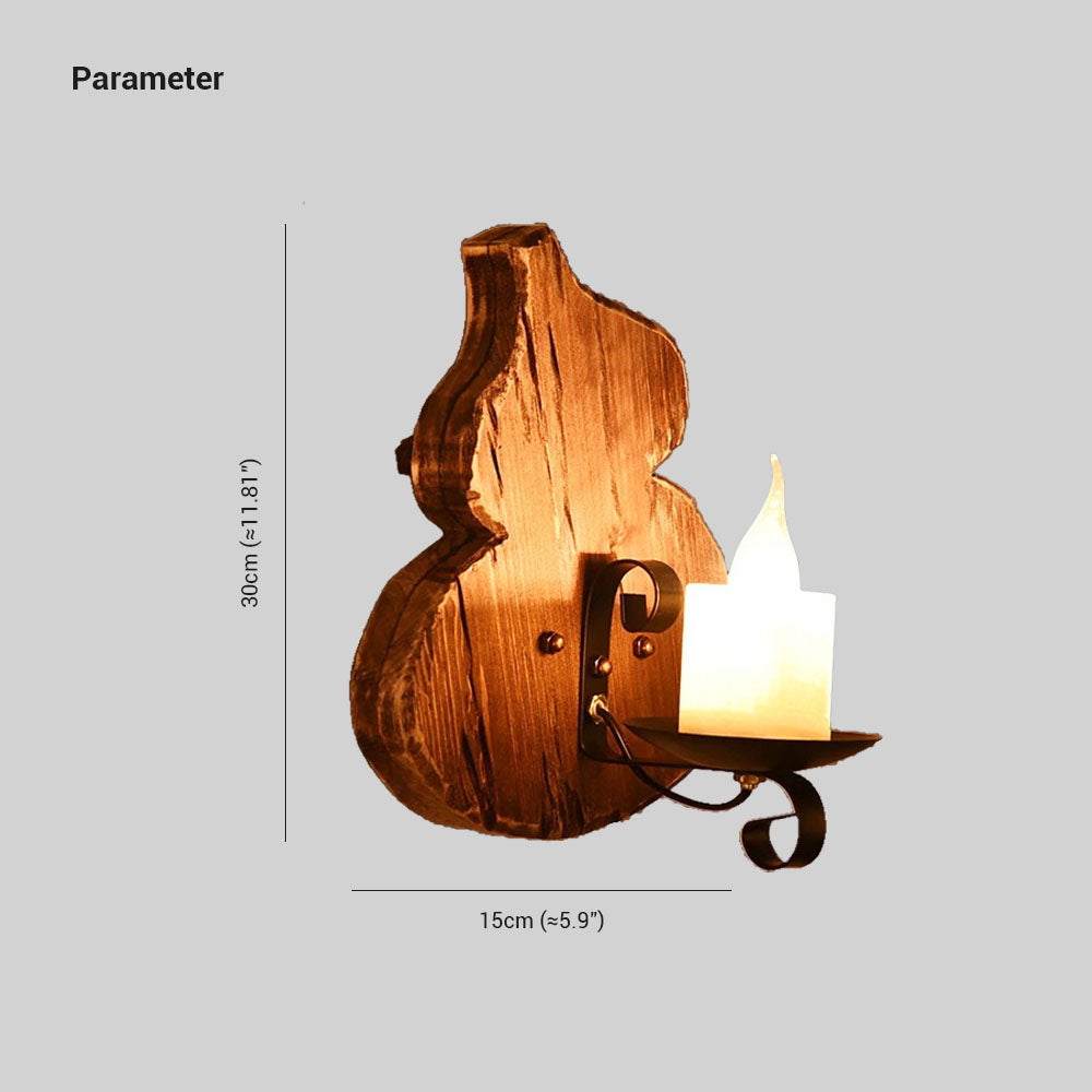 Epoch Vintage Design LED Applique Cucurbitacee Candela Legno/Metallo Soggiorno/Camera da Letto/Sala Studio