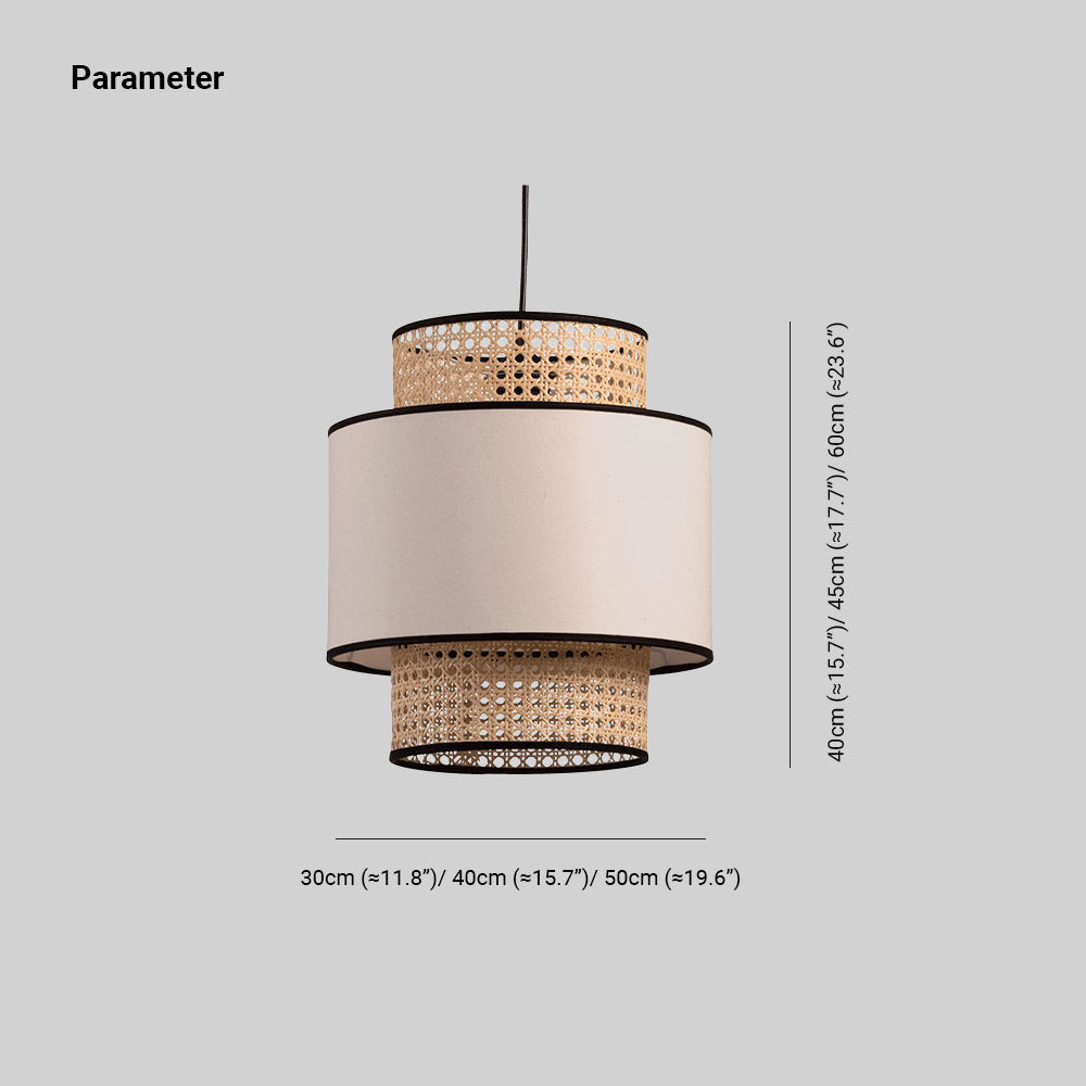 Ritta Naturale Beige LED Lampada a Sospensione Cilindrico Rattan Soggiorno/Camera da Letto/Sala da Pranzo