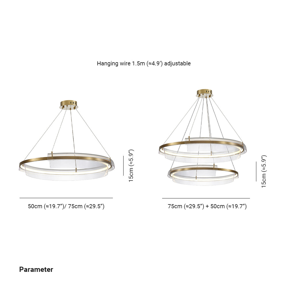 Arisha Lampade a Sospensione Metallo Oro Annulare Minimalista LED Soggiorno/Camera da Letto