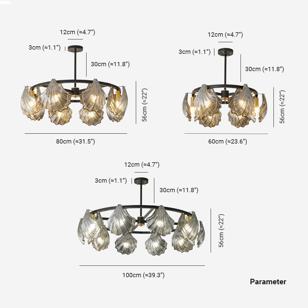 Kristy Moderne LED Conchiglia Anulare Lampade a Sospensione Metallo Vetro Nero/Oro Soggiorno/Camera da Letto