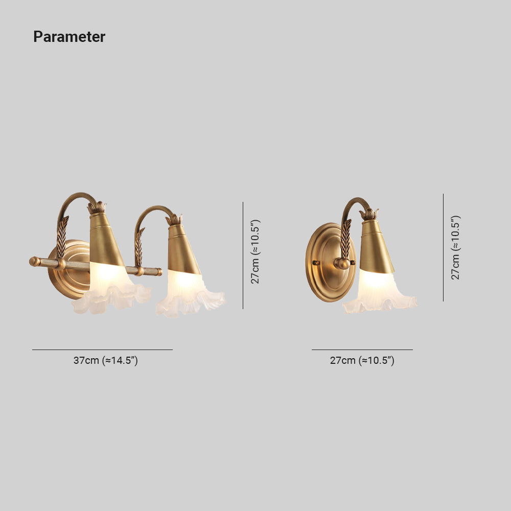 Arisha Vintage LED Applique Gloria Mattutina Antiruggine Fiore Metallo/Vetro Oro Soggiorno/Camera da Letto