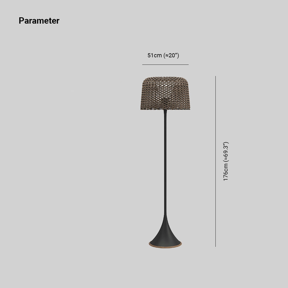 Ritta Moderno LED Impermeabile Esterni Lampada da Terra Rattan Metallo Corridoio/Giardino