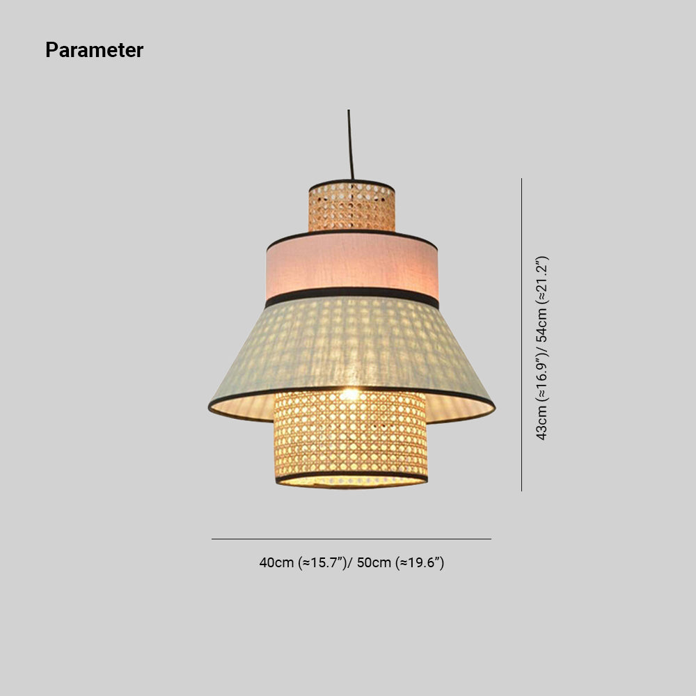 Ritta Tessuto/Rattan Lampada a Sospensione Dia 40/50CM Metallo/PVC