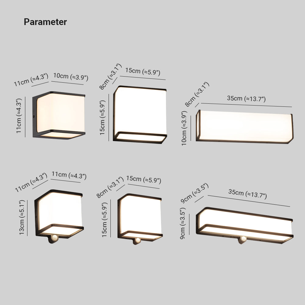 Ray Moderno Minimalista Rettangolare Sensore Solare Applique da Esterno