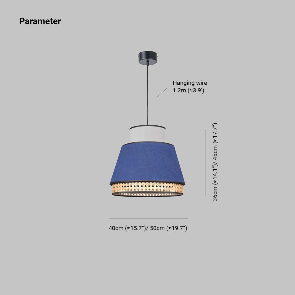 Ritta Tessuto/Rattan Lampada a Sospensione Dia 40/50CM Metallo/PVC
