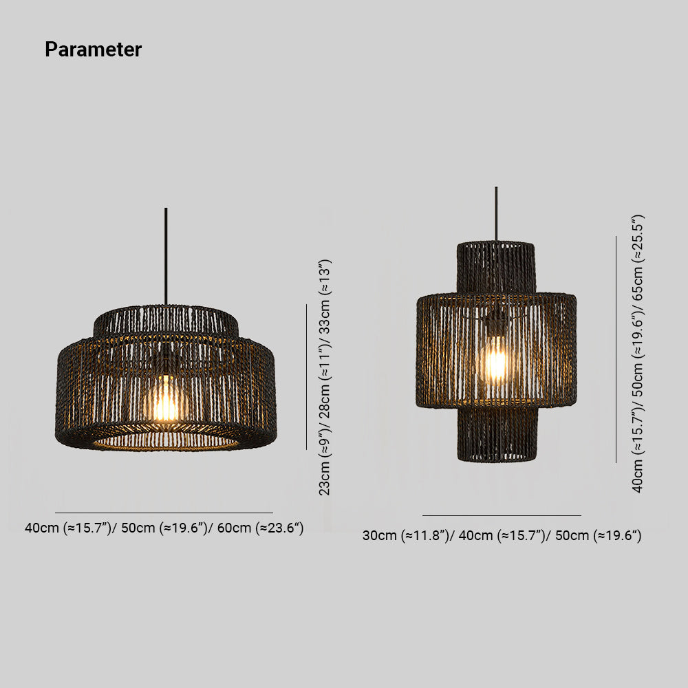 Ritta Retro Rustico Tamburo Appeso Lampade a Sospensione Nero