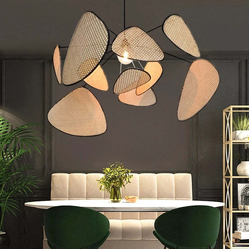 Ritta LED Lampada a Sospensione Rattan Griglia a Rame/Metallo