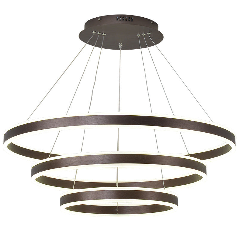 Arisha LED Lampada a Sospensione Caffè 3 Anelli Moderna Minimalista
