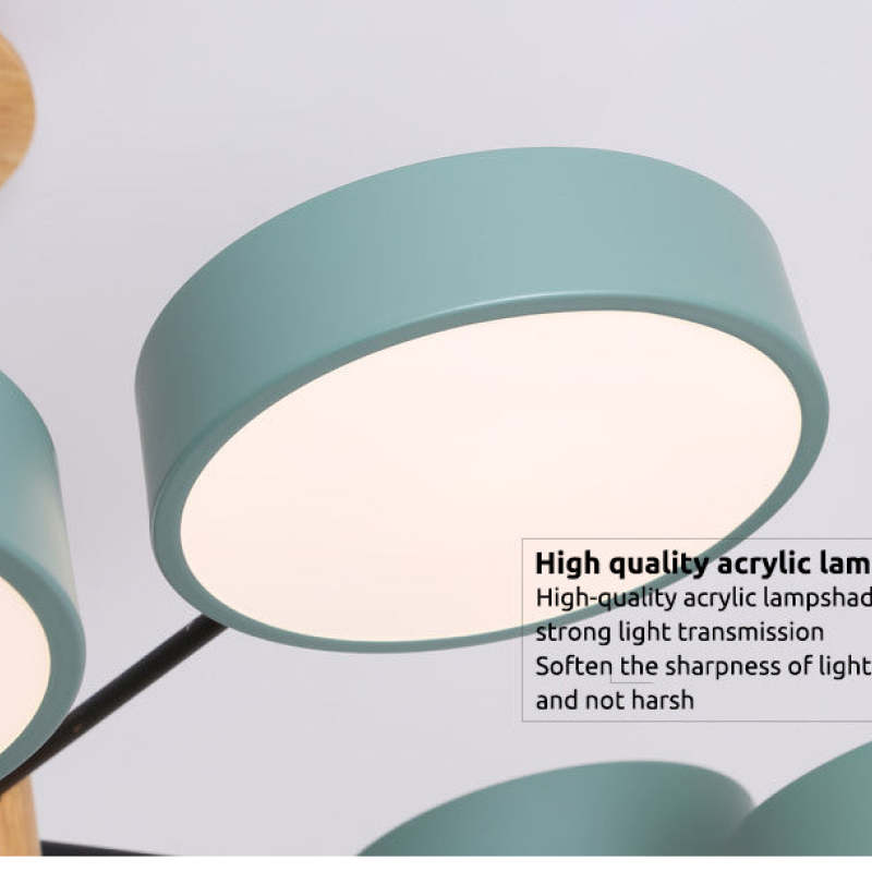 Arisha Moderna LED Design Lampada a Sospensione Metallo Legno Grigio/Verde Soggiorno/Camera da Letto