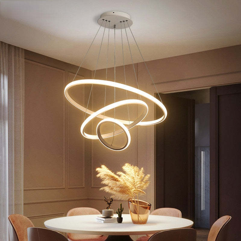 Arisha Design LED Lampada a Sospensione Metallo/Silicone Anello Moderna 2/3/4 Anelli