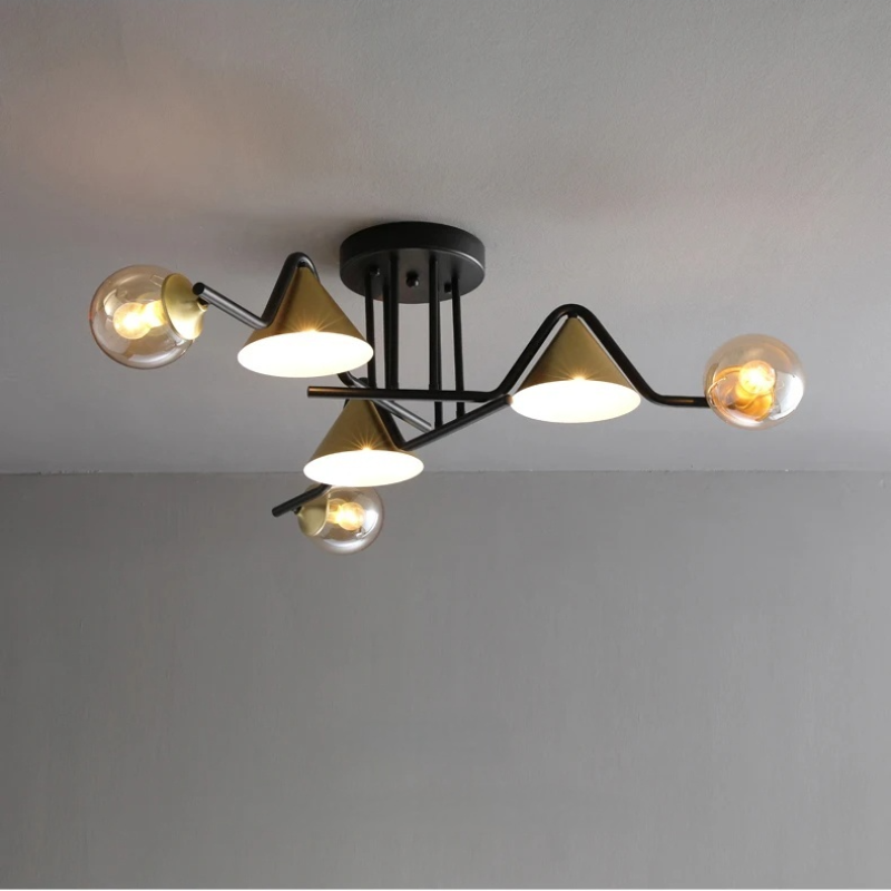 Arisha Design Metallo/Vetro Plafoniera Ambra/Grigio/Bianco Soggiorno