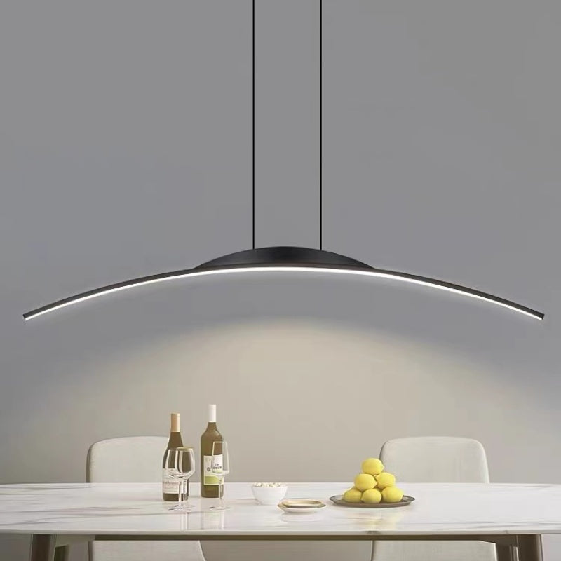 Arisha Minimalista LED Lampada a Sospensione Metallo Telecomando Lineare Nera Soggiorno/Camera da Letto