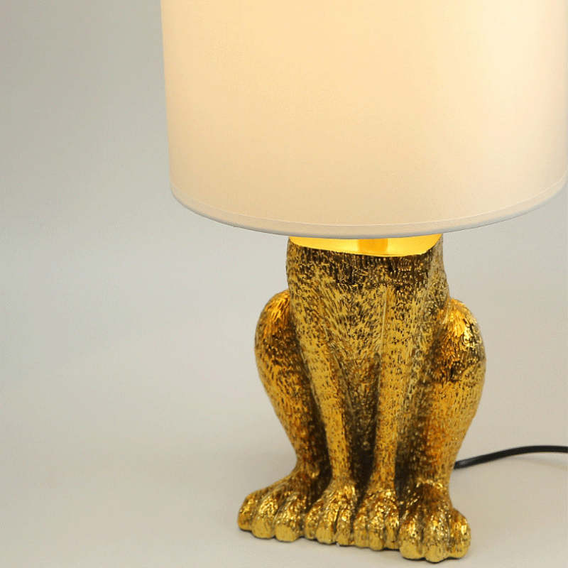 Alice Design LED Lampada da Tavolo Cilindro Coniglio Resina Nero/Bianco/Oro Camera da Letto/Soggiorno/Studio