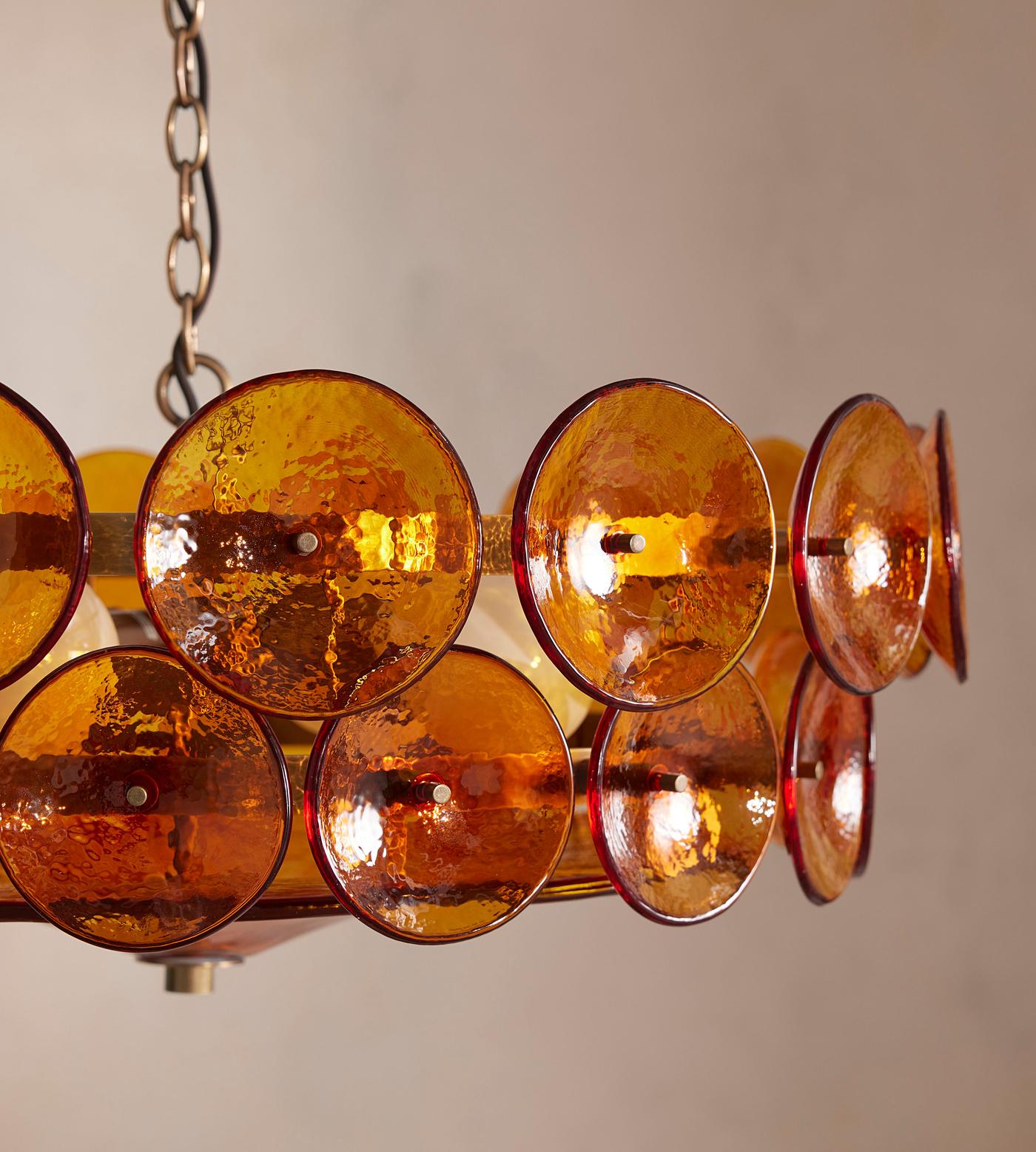 Aurora Chandelier Murano Glass Disc Vintage - Blowlighting