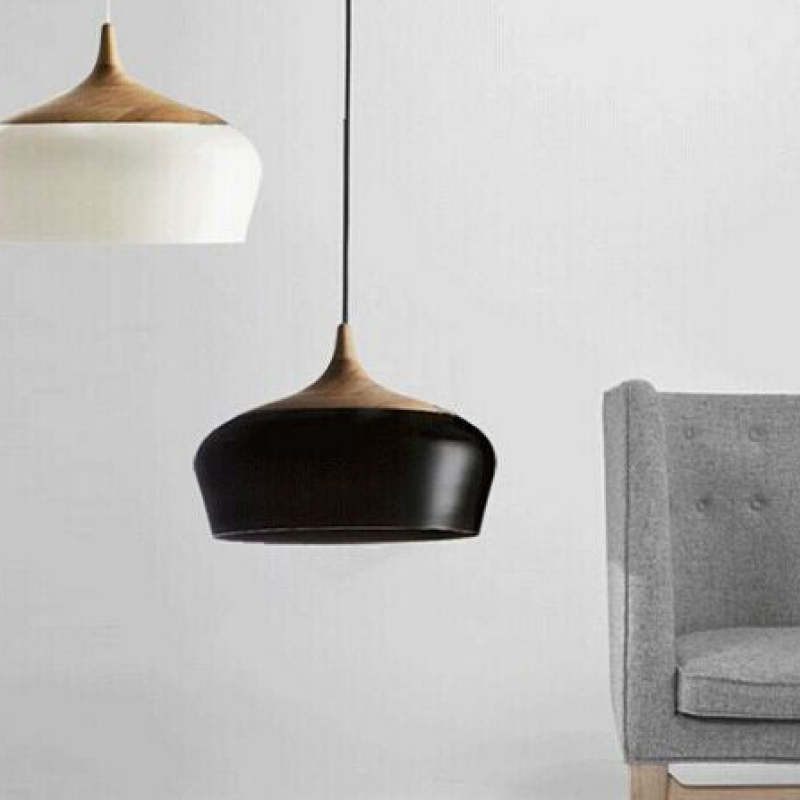 Arisha Minimalista Moderni LED Lampada a Sospensione Metallo Legno Nero/Bianco Sala da Pranzo/Soggiorno/Camera da Letto