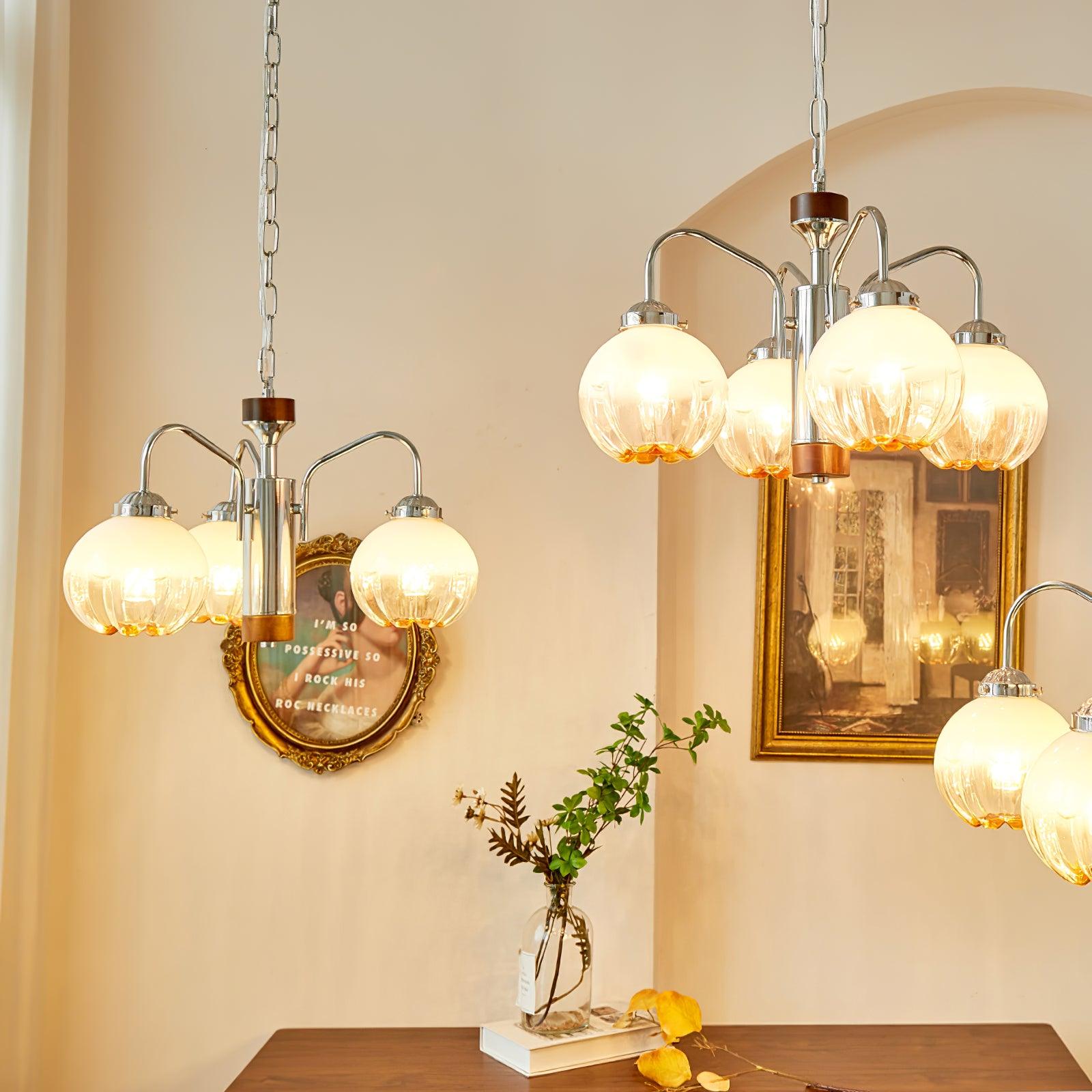 Ulliria Nordic Art Flower Walnut Glass Chandelier - Blowlighting