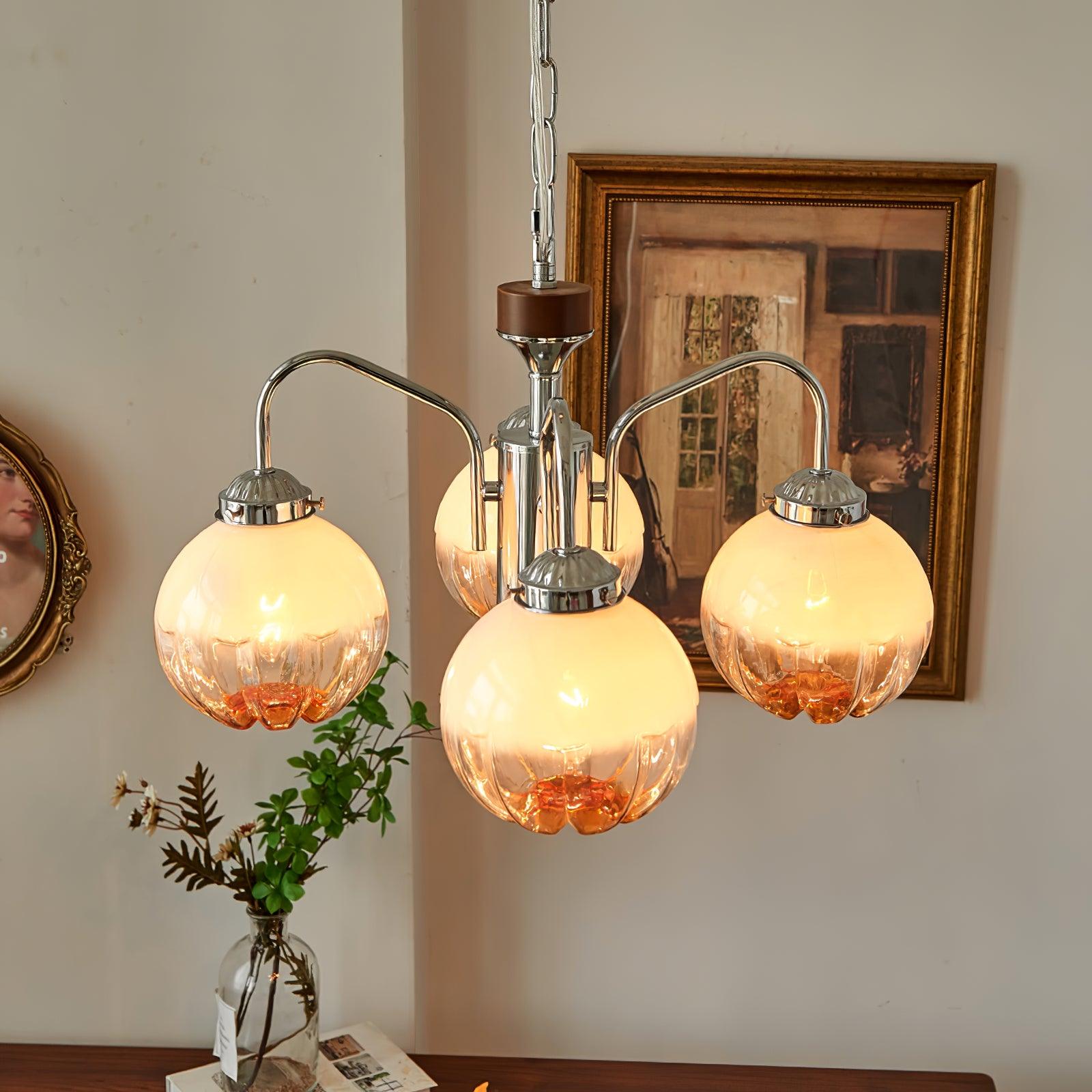Ulliria Nordic Art Flower Walnut Glass Chandelier - Blowlighting
