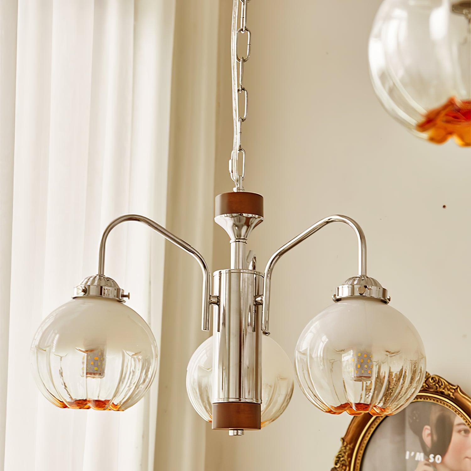 Ulliria Nordic Art Flower Walnut Glass Chandelier - Blowlighting