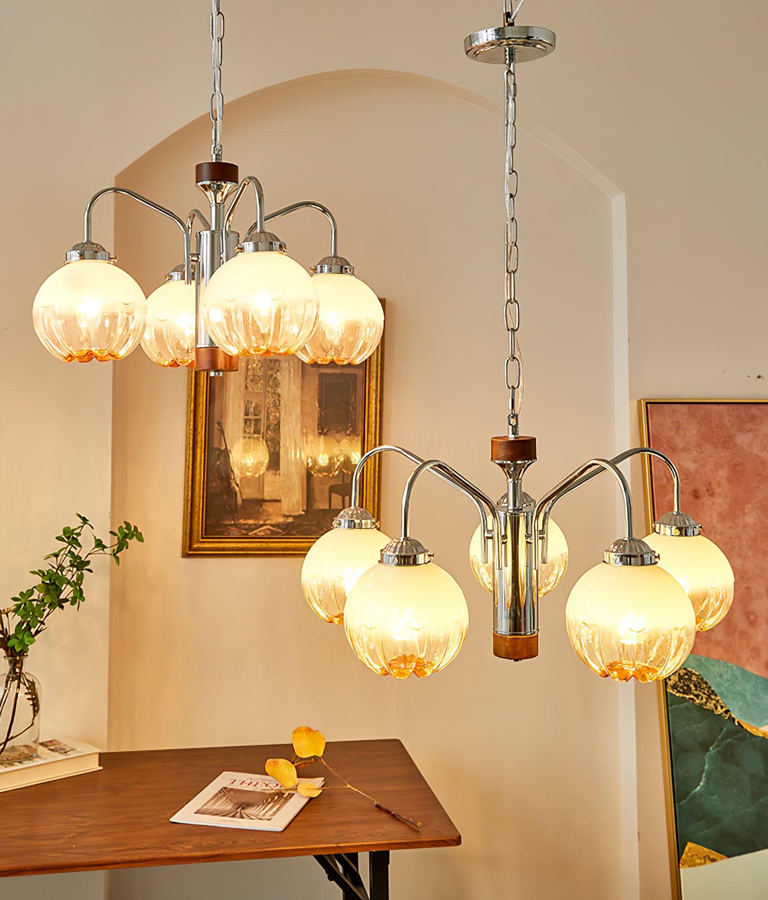 Ulliria Nordic Art Flower Walnut Glass Chandelier - Blowlighting