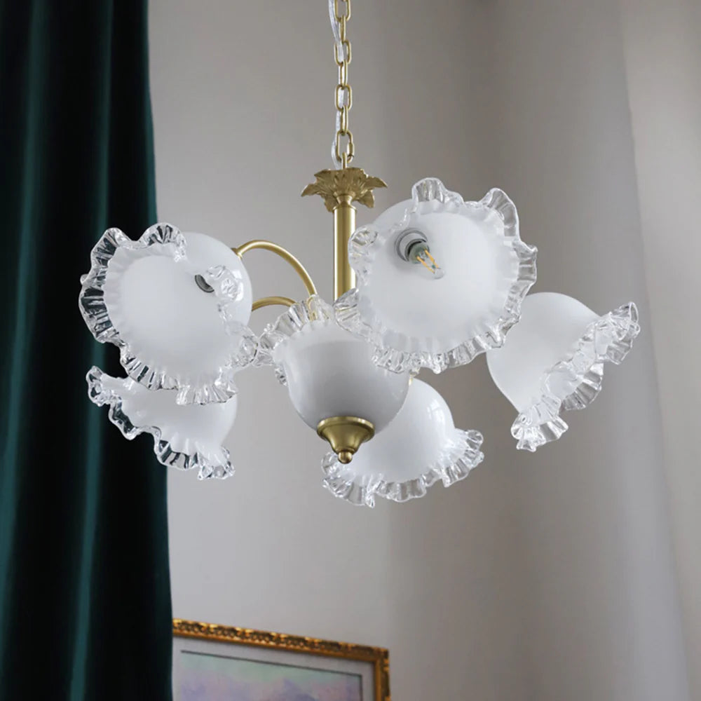 Arisha Metallo Vetro Lux Lampadario Bianco Camera da letto Soggiorno Sala da Pranzo