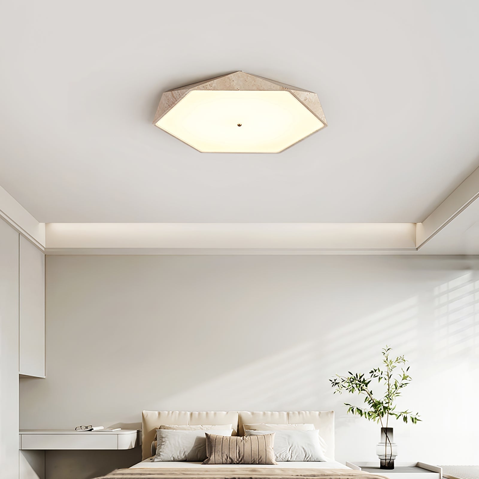 Hexagonal Travertine Ceiling Light - Neutralighting