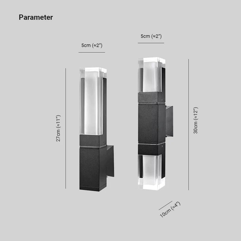 Ray Moderno LED Applique da Esterni Metallo Nero Rettangolare Impermeabile