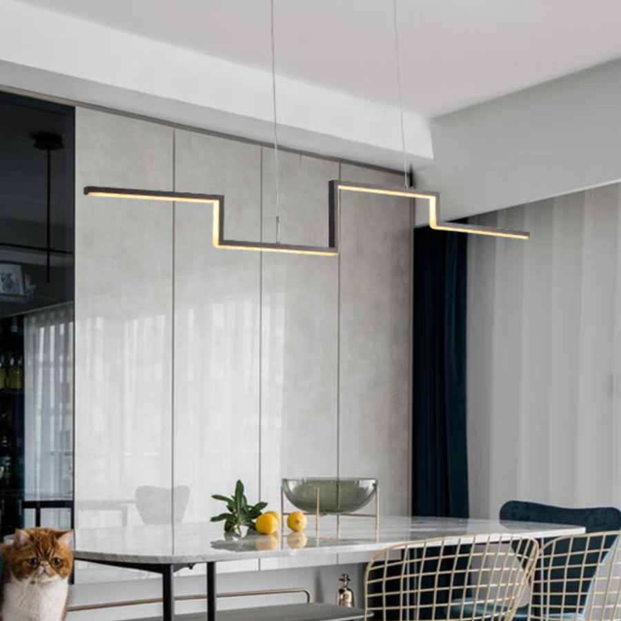 Bouvet Lampada a Sospensione Designer Metallo Nero/Oro Lineare