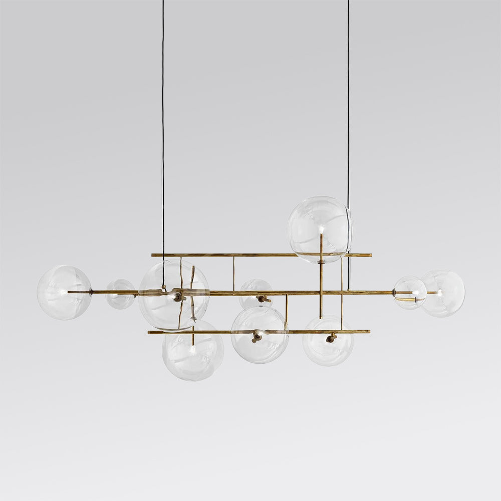 Lustra Lux Lampadario in Metallo Oro e Vetro Trasparente