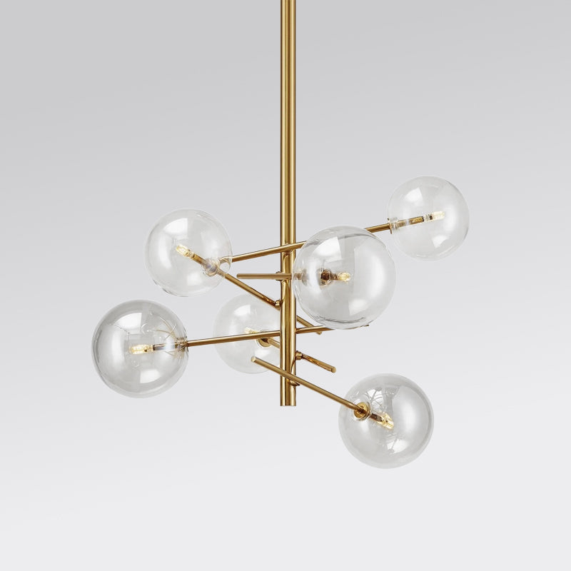 Lustra Lux Lampadario in Metallo Oro e Vetro Trasparente