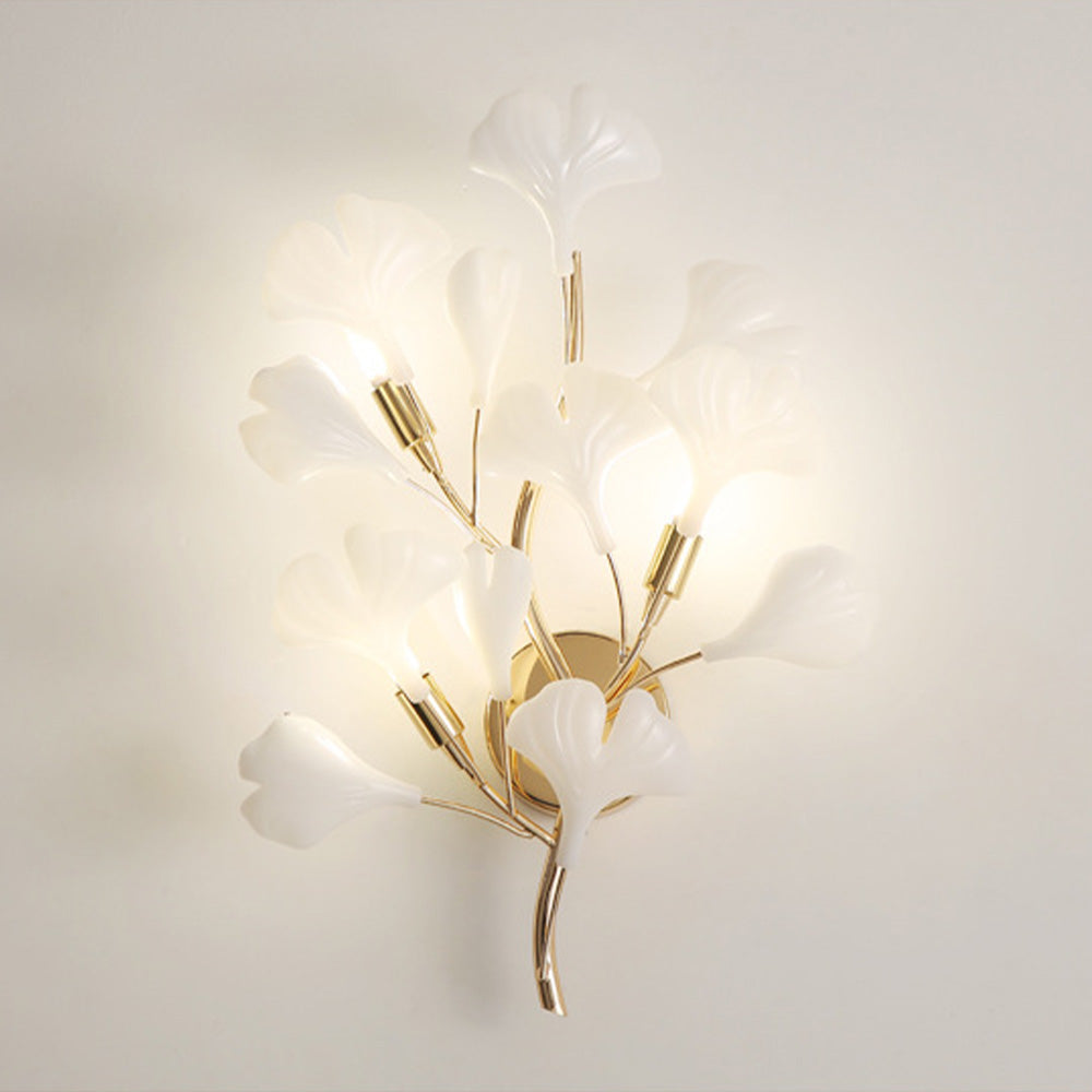 Olivia Design LED Bellissimo Ginkgo Biloba Applique Ceramica Metallo Bianco/Oro Soggiorno/Camera da Letto