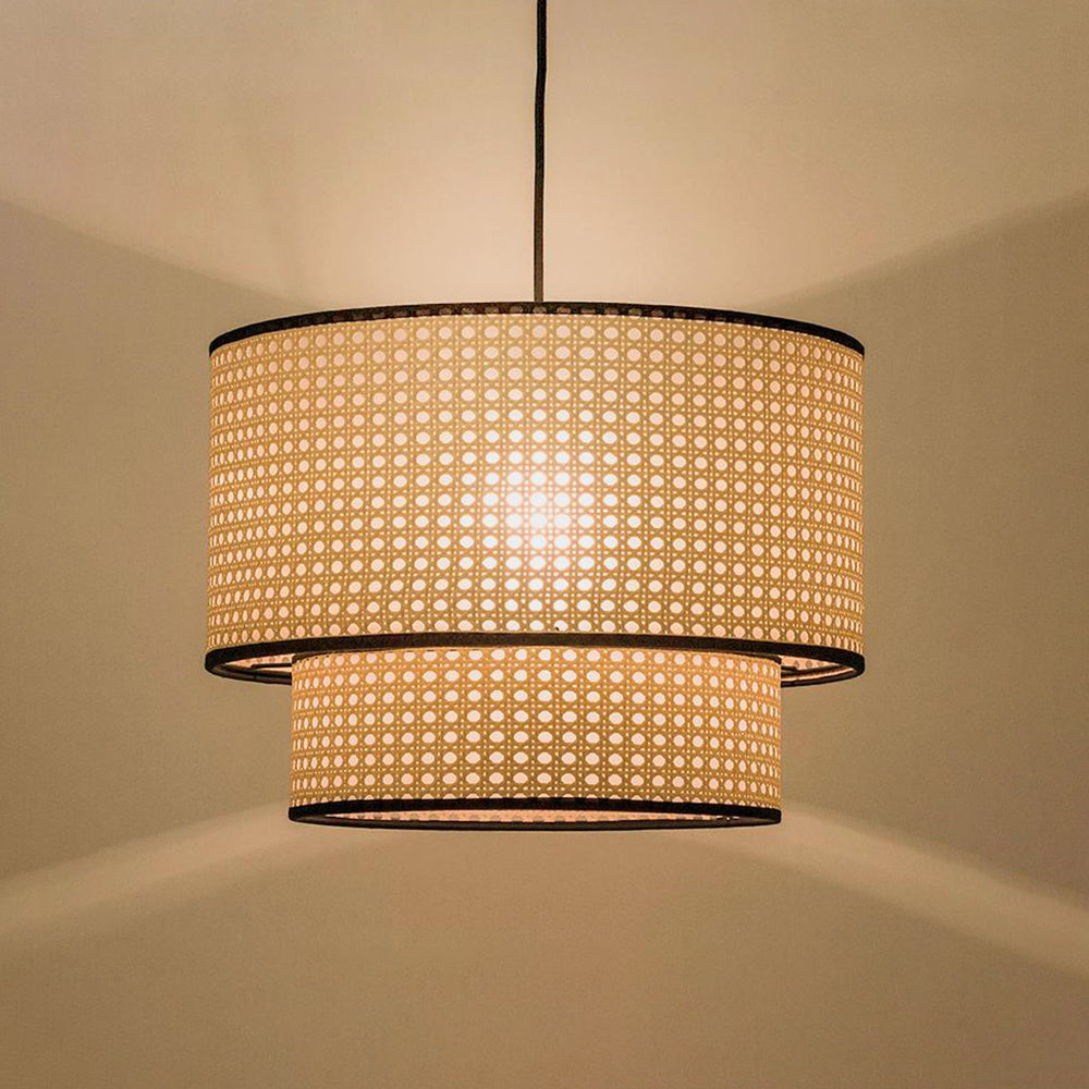 Ritta Classico LED Lampade a Sospensione Doppio-Strato Cilindrico Metallo PVC Soggiorno/Camera da Letto